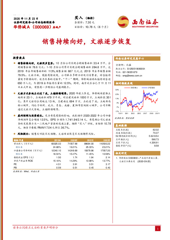 销售持续向好，文旅逐步恢复