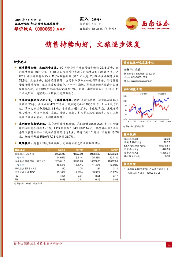 销售持续向好，文旅逐步恢复