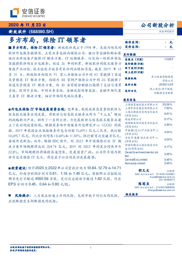 多方布局，保险IT领军者