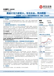 限制性股票激励计划(草案)公告点评:激励计划力度较大,专注主业、导向明显