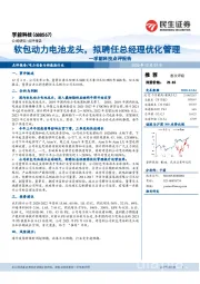 孚能科技点评报告：软包动力电池龙头，拟聘任总经理优化管理