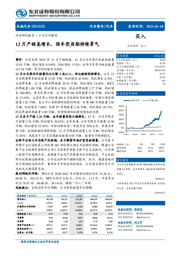 12月产销高增长，强车型周期持续景气