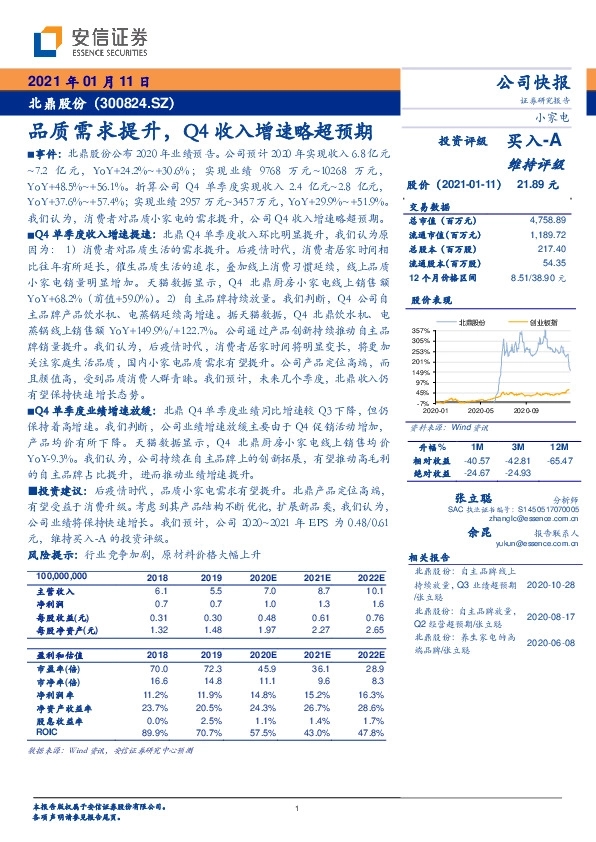品质需求提升，Q4收入增速略超预期