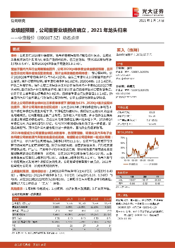 动态点评：业绩超预期，公司重要业绩拐点确立，2021年龙头归来