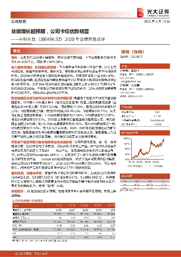 2020年业绩预告点评：业绩增长超预期，公司卡位优势明显