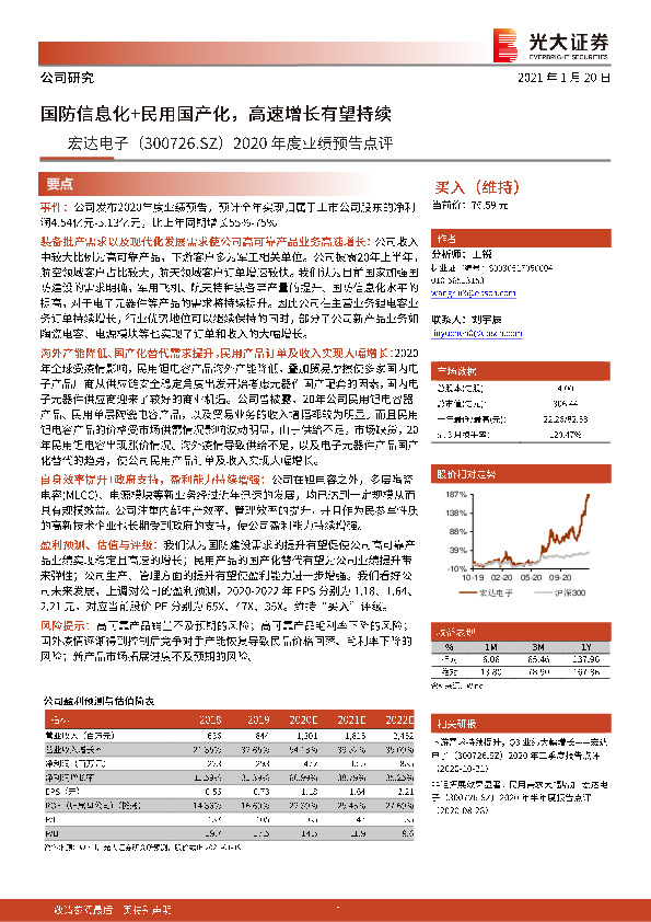 2020年度业绩预告点评：国防信息化+民用国产化，高速增长有望持续