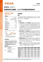 业绩预告符合预期，2020下半年核医学恢复良好