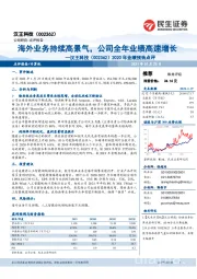 2020年业绩预告点评:海外业务持续高景气,公司全年业绩高速增长