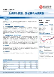 业绩符合预期,面板景气持续高涨