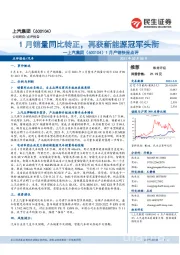 1月产销快报点评：1月销量同比转正，再获新能源冠军头衔