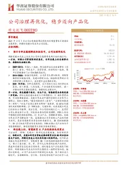 公司治理再优化，稳步迈向产品化