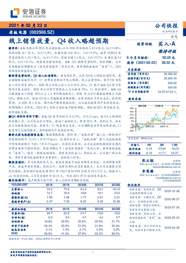 线上销售放量，Q4收入略超预期