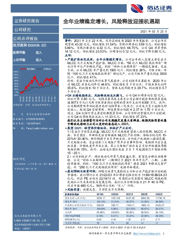 全年业绩稳定增长，风险释放迎接机遇期