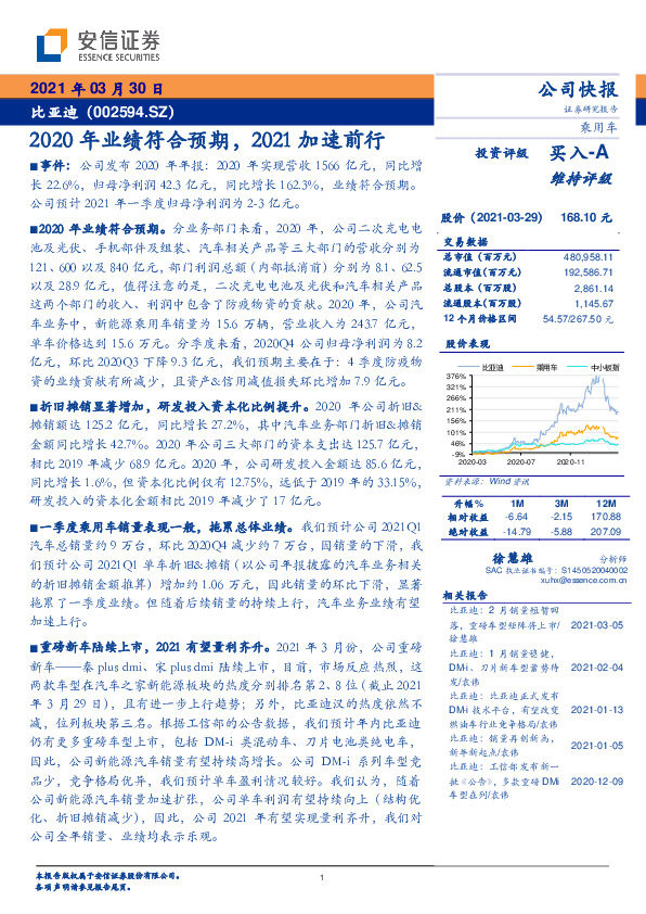 2020年业绩符合预期，2021加速前行