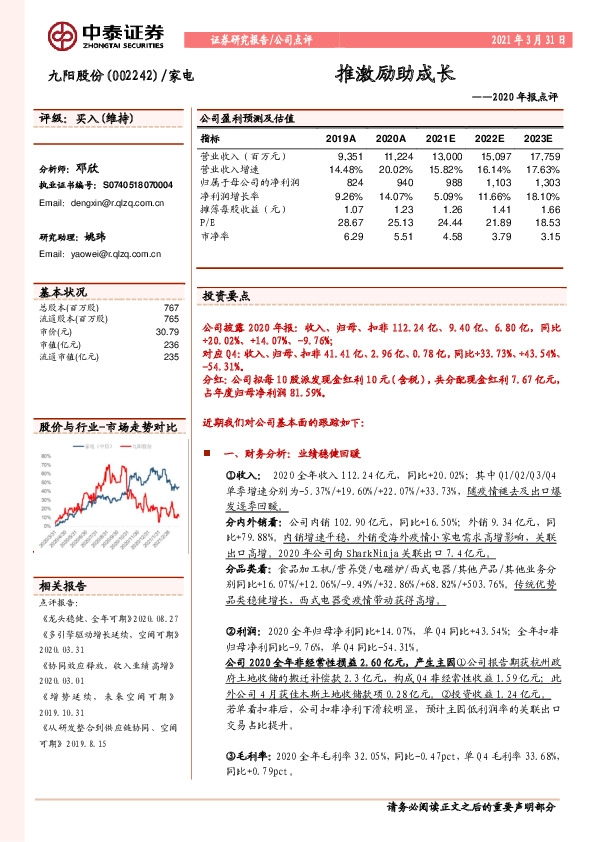 2020年报点评：推激励助成长