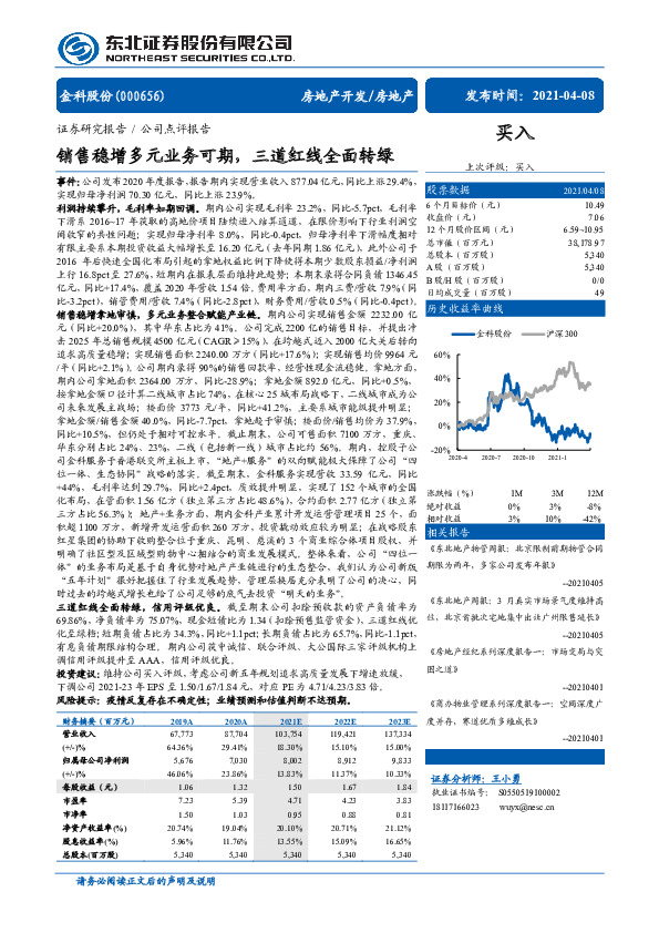 售稳增多元业务可期，三道红线全面转绿