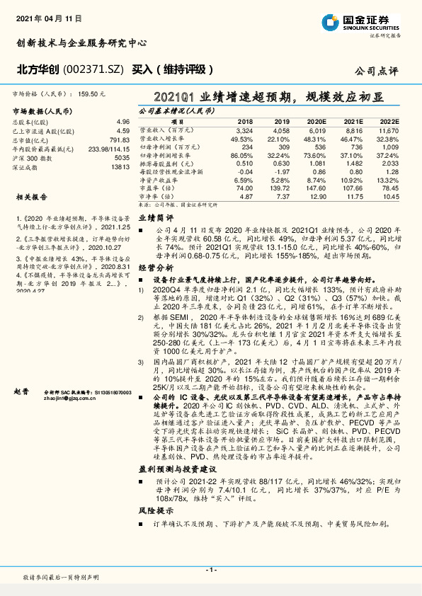 2021Q1业绩增速超预期，规模效应初显