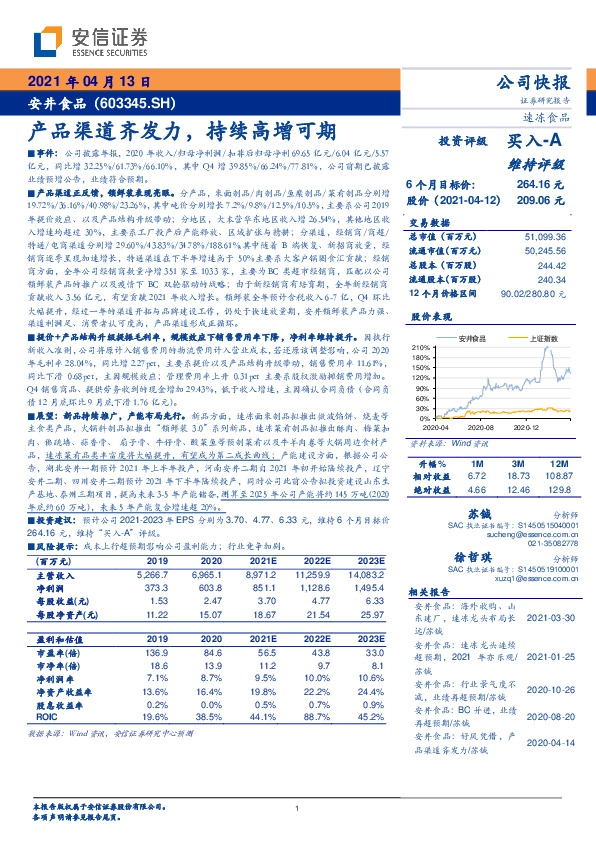 产品渠道齐发力，持续高增可期