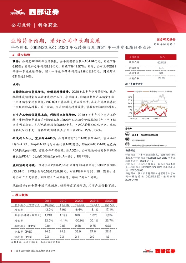 2020年业绩快报及2021年一季度业绩预告点评：业绩符合预期，看好公司中长期发展