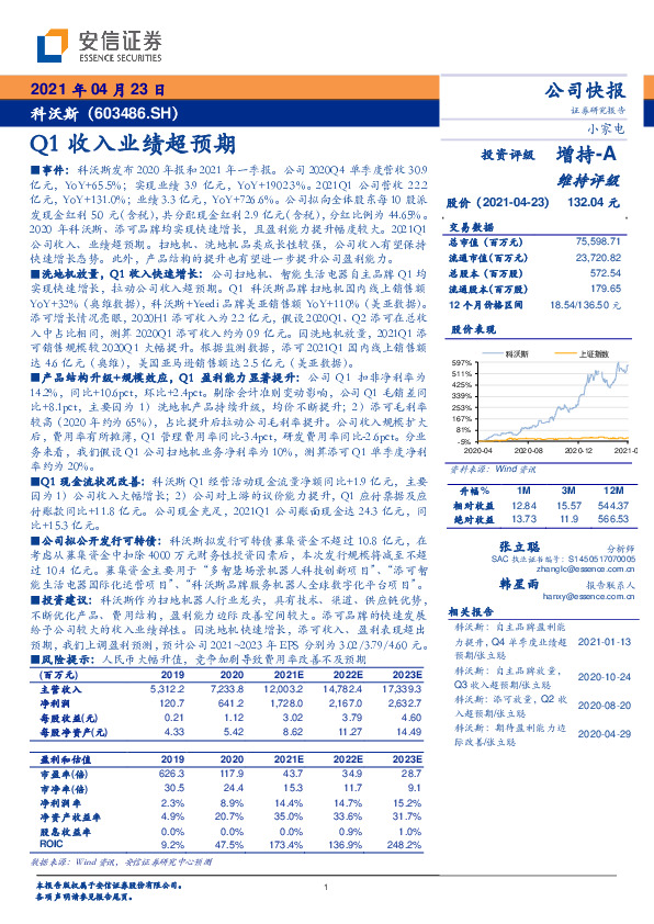 Q1收入业绩超预期