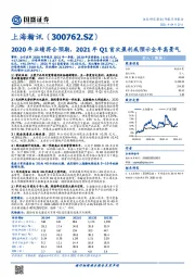 2020年业绩符合预期，2021年Q1首次盈利或预示全年高景气