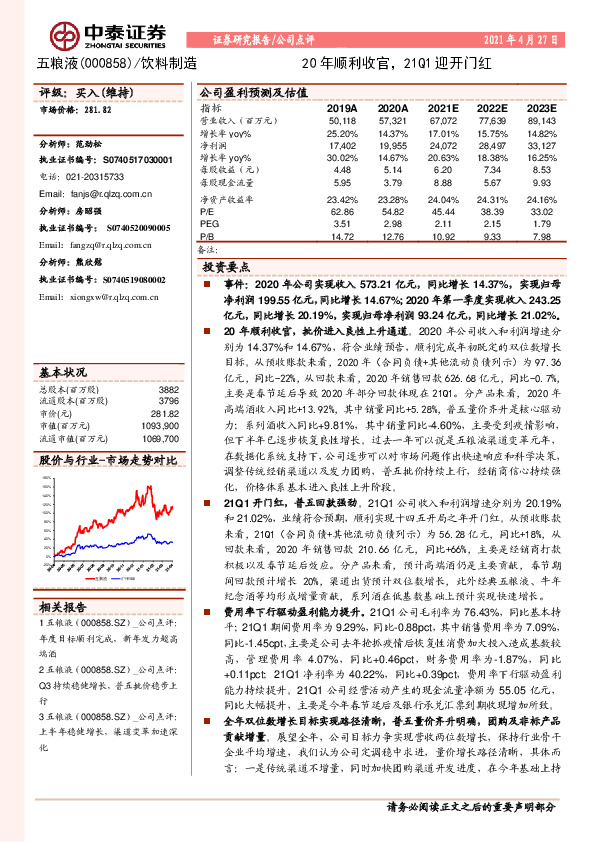 20年顺利收官，21Q1迎开门红