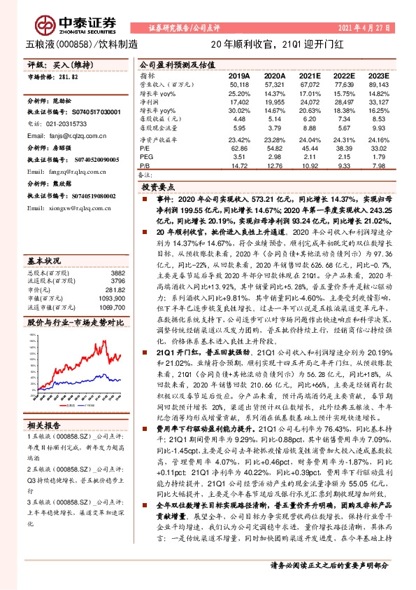 20年顺利收官，21Q1迎开门红
