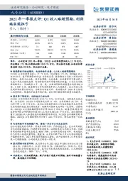 2021年一季报点评：Q1收入略超预期，利润端实现扭亏