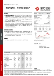 一季报大幅增长，青岛项目即将投产