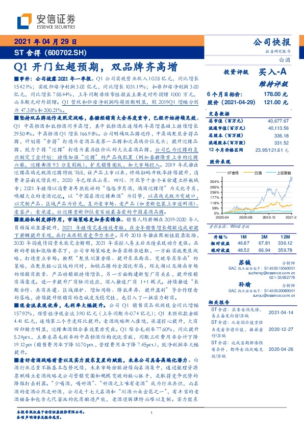 Q1开门红超预期，双品牌齐高增
