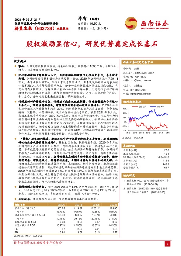 股权激励显信心，研发优势奠定成长基石