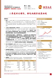 2021年半年报预告点评：二季度环比增长，锂电池提价效果初现