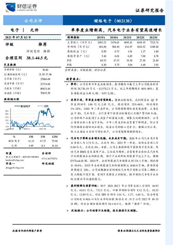 单季度业绩新高，汽车电子业务有望高速增长