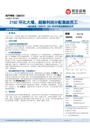 2021年半年报业绩预告点评:21Q2环比大增,超额利润分配激励员工