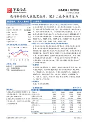原材料价格大涨拖累业绩，深加工业务持续发力