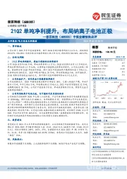 中报业绩预告点评:21Q2单吨净利提升,布局钠离子电池正极