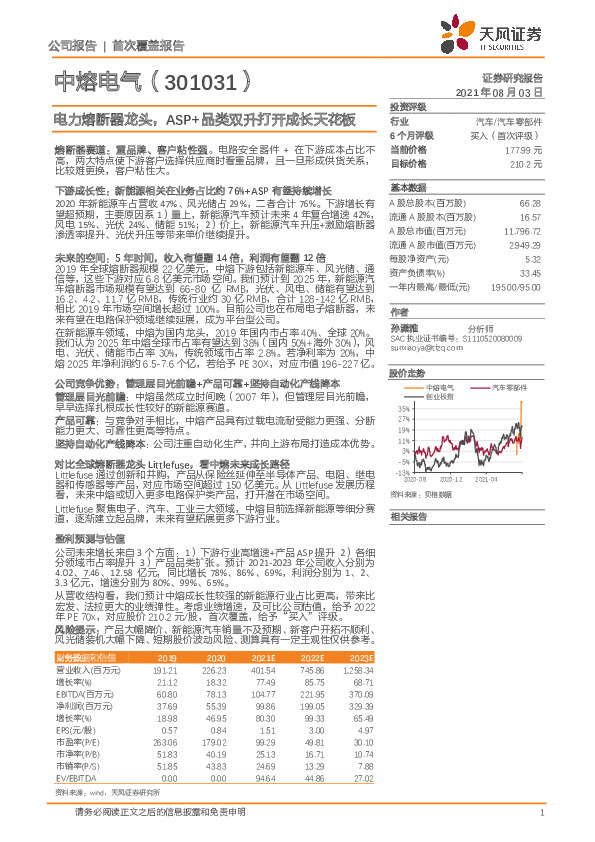 电力熔断器龙头，ASP+品类双升打开成长天花板