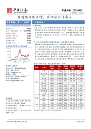 在建项目保业绩，在研项目保成长