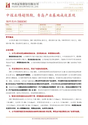 中报业绩超预期，青岛产业基地成效显现