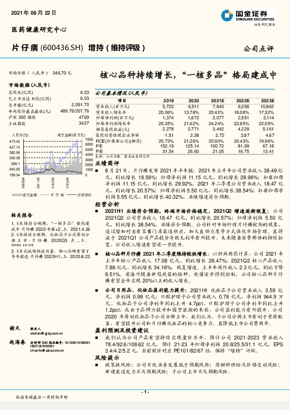核心品种持续增长，“一核多品” 格局建成中