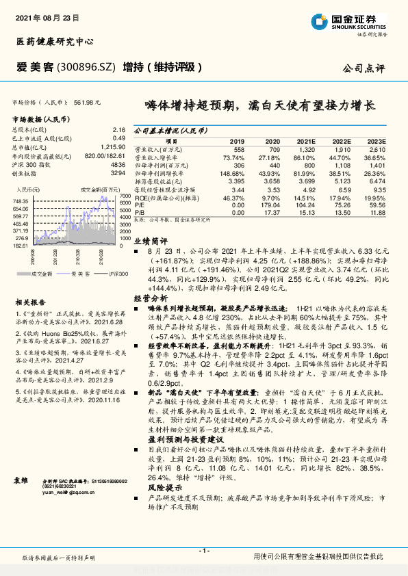 嗨体增持超预期，濡白天使有望接力增长