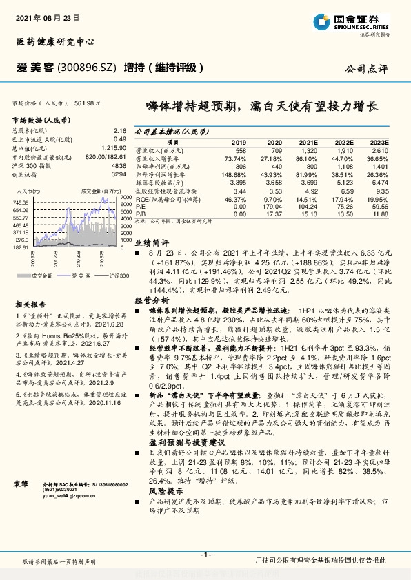 嗨体增持超预期，濡白天使有望接力增长