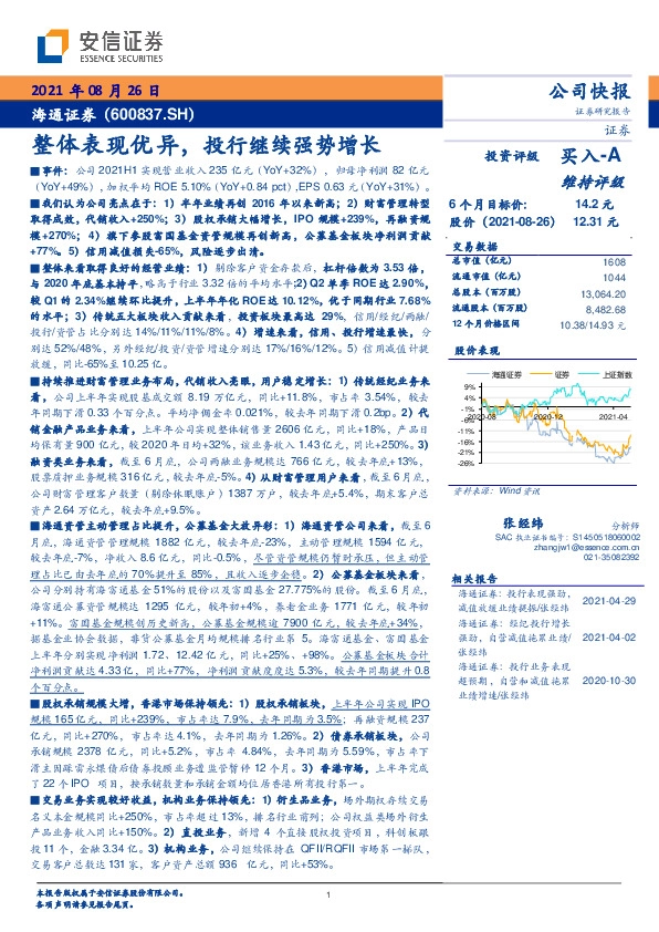整体表现优异，投行继续强势增长