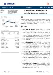 三季度报点评：Q3盈利下降八成，食品板块提速发展