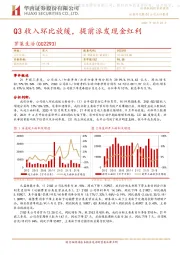 Q3收入环比放缓，提前派发现金红利