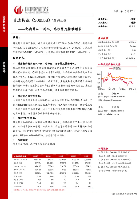 靶向药从一到二，恩沙替尼持续增长