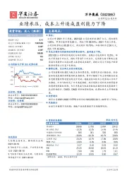 业绩承压，成本上升造成盈利能力下降