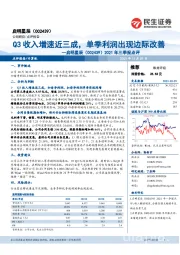 2021年三季报点评：Q3收入增速近三成，单季利润出现边际改善