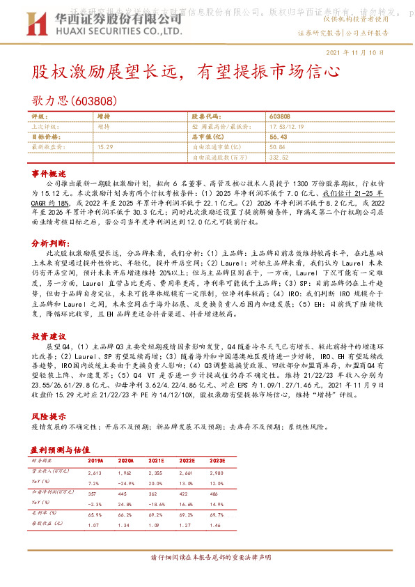 股权激励展望长远，有望提振市场信心