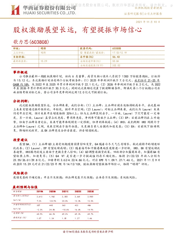 股权激励展望长远，有望提振市场信心